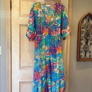 Johnny Was Vibrant Blue Floral Maxi Dress Size 3X
